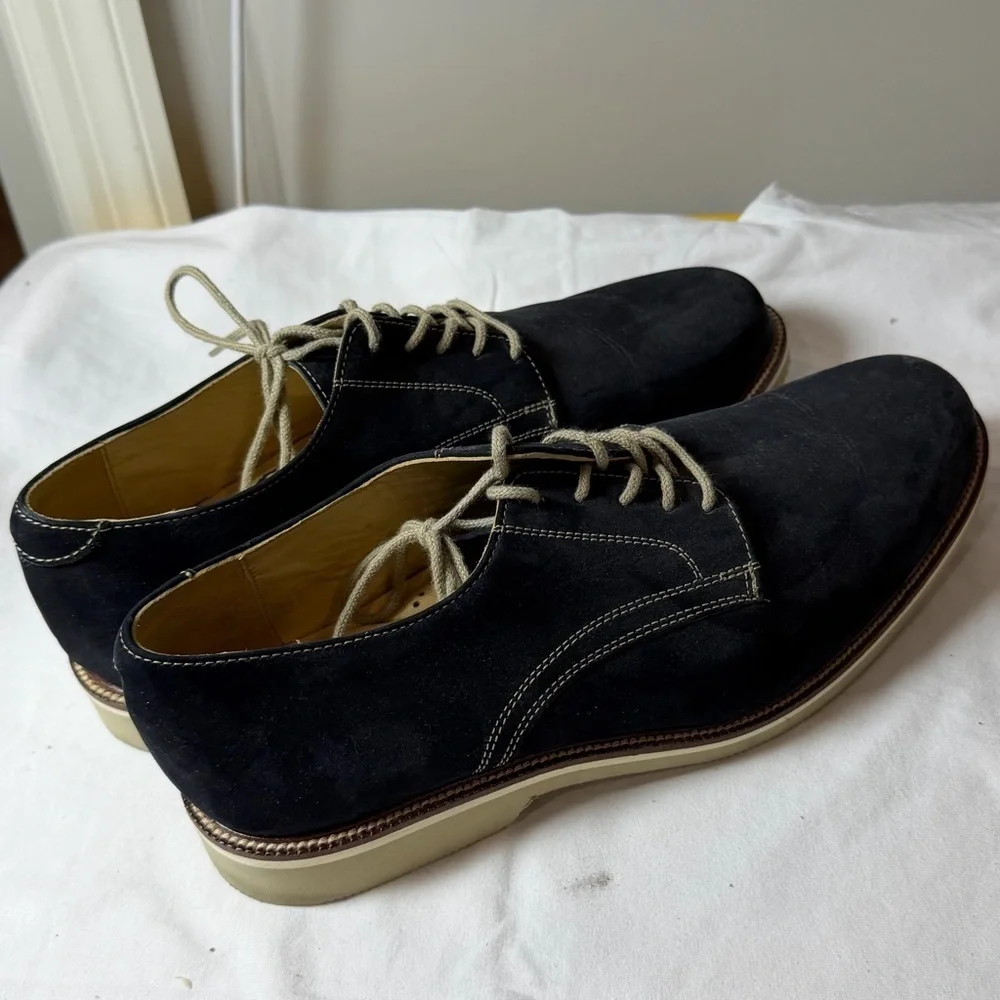 Men’s Nordstrom 1901 Carson 10.5 Navy Oxford Nubuck Derby Suede Shoes